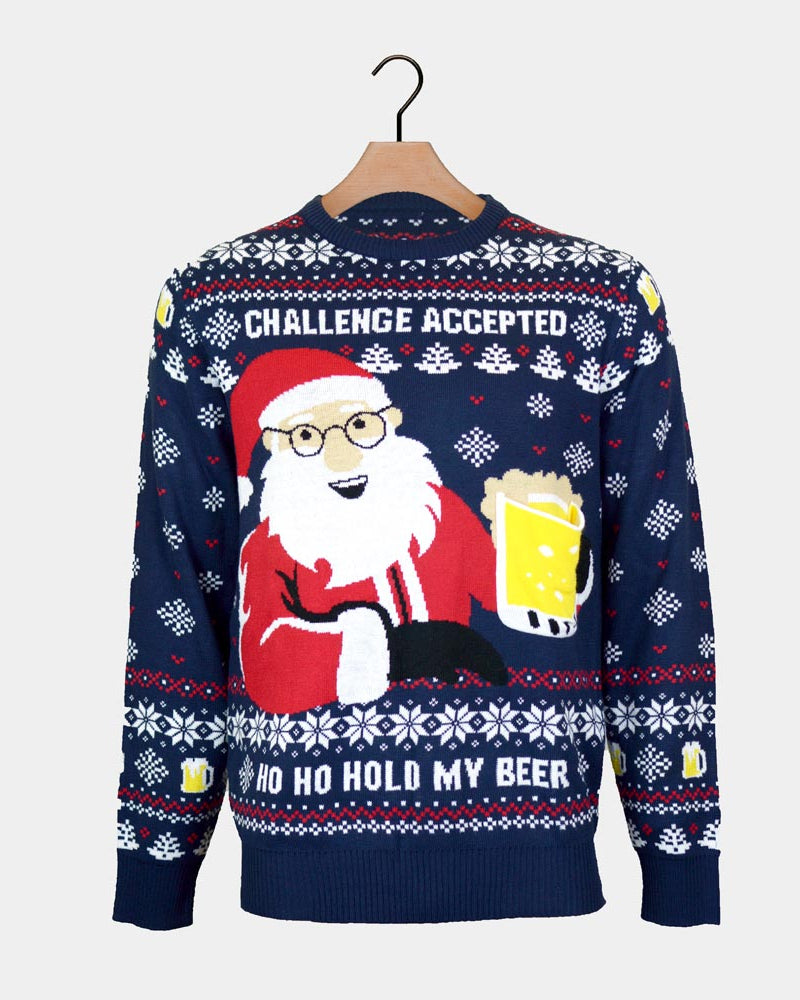 Camisola de Natal Casal Beer Pocket 3D