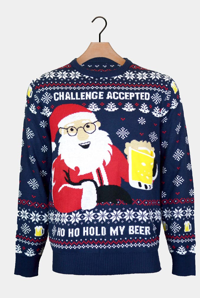 Camisola de Natal Casal Beer Pocket 3D