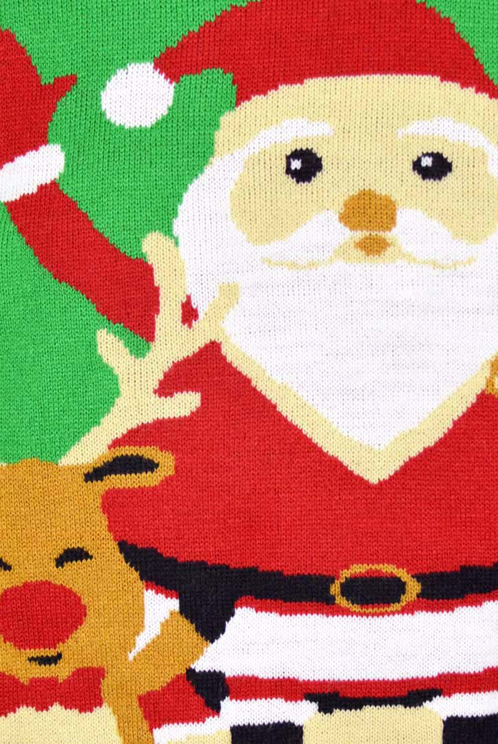 Camisola de Natal para Família Pai Natal e Rena Cumprimentando detalhe 1