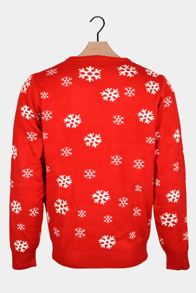 Camisola de Natal para Família Pai Natal e Rena Cumprimentando costas
