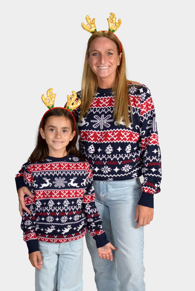 Camisola de Natal para Família com Renas e Motivos Natalinos