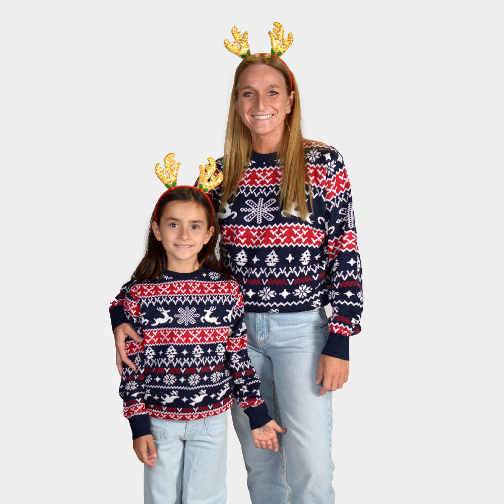 Camisola de Natal para Família com Renas e Motivos Natalinos