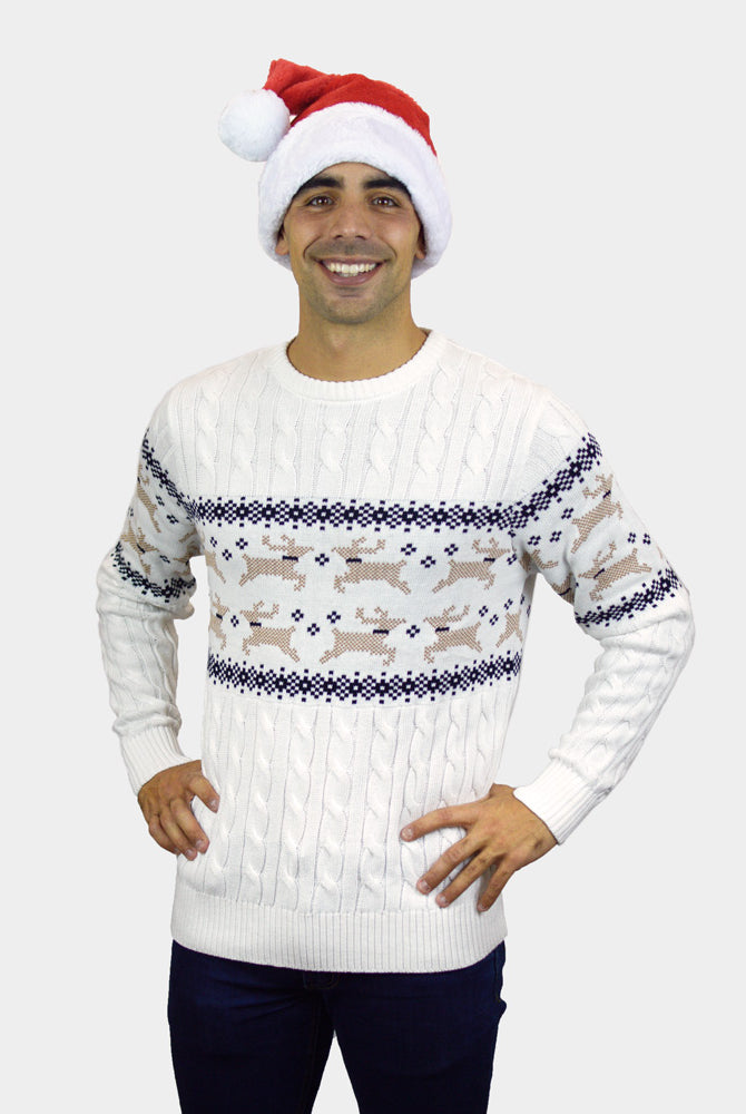 Camisola de Natal Branca Elegante para Família Alaska homem