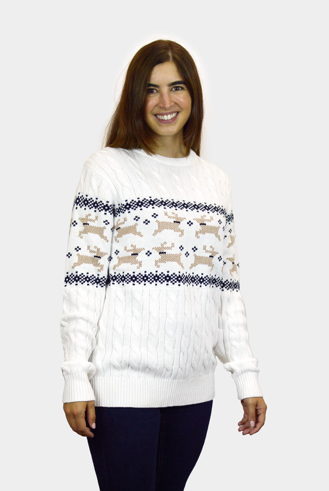 Camisola de Natal Branca Elegante para Família Alaska mulher