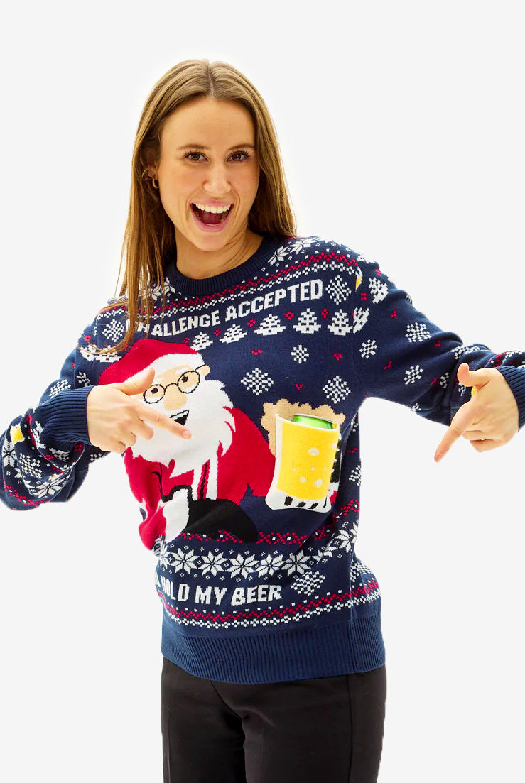 mulher Camisola de Natal Beer Pocket 3D