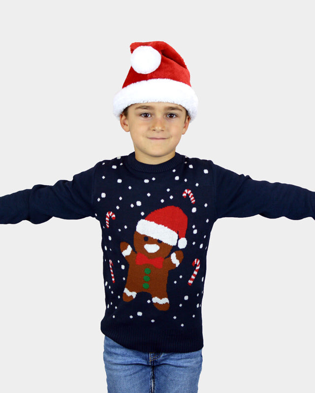 Camisola de Natal Azul para Menino Gingerbread