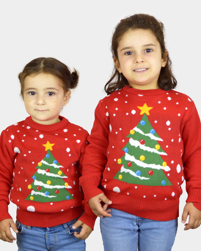 Camisola de Natal Vermelha para Menina Árvore de Natal