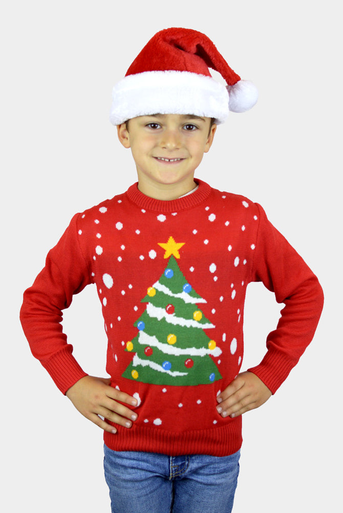 Camisola de Natal Vermelha para Menino Árvore de Natal