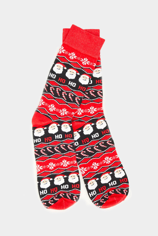 Meias de Natal Unisex Vermelhas Pai Natal Ho Ho Ho