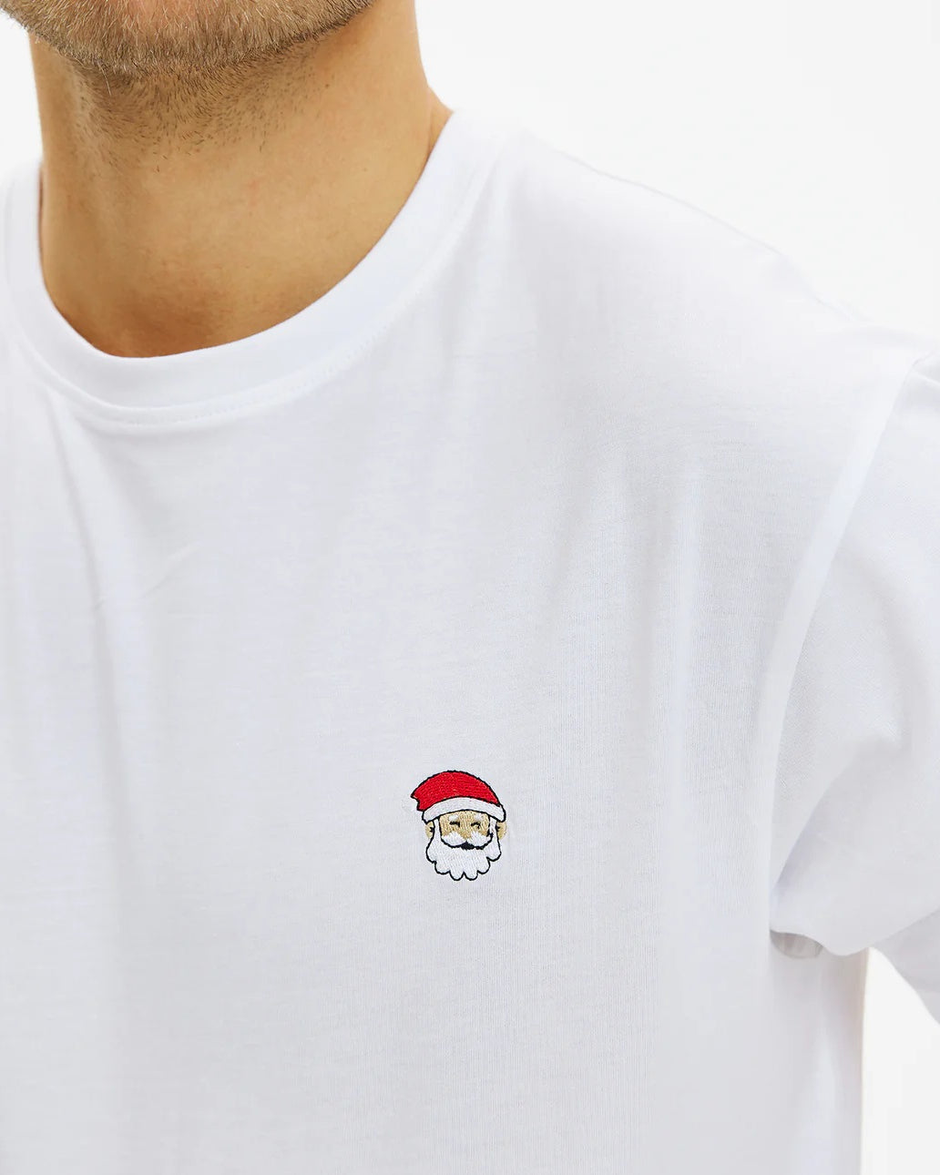 Branca T-shirt de Natal para Hommem Pai Natal