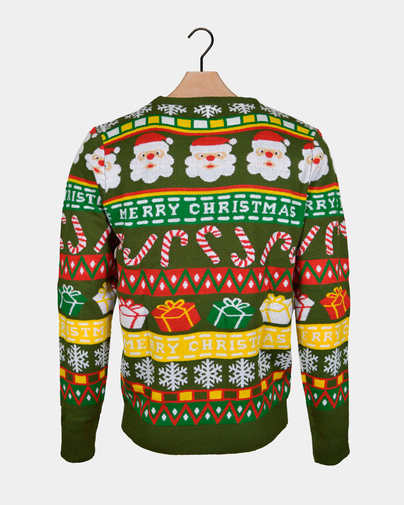 Pai Natal e Presentes Camisola de Natal para Casal Verde