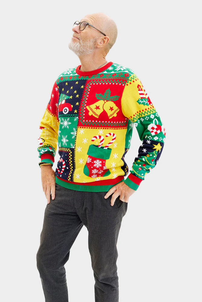 Camisola de Natal Homem em Algodão Orgânico Patchwork