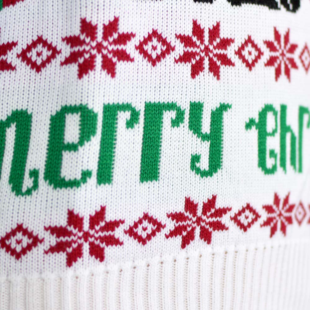 Camisola de Natal Azul Claro Rena e Pai Natal