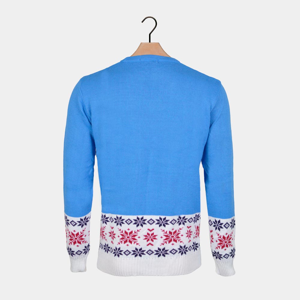 Camisola de Natal para Homem Azul Claro com Rena