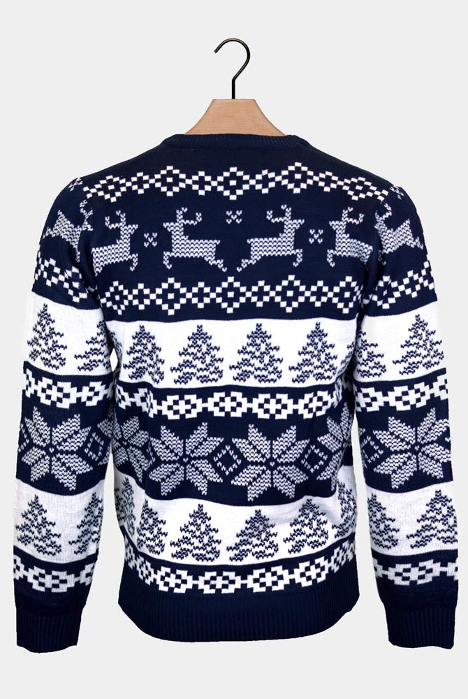 Camisola de Natal Azul para Família Pólo Norte costas