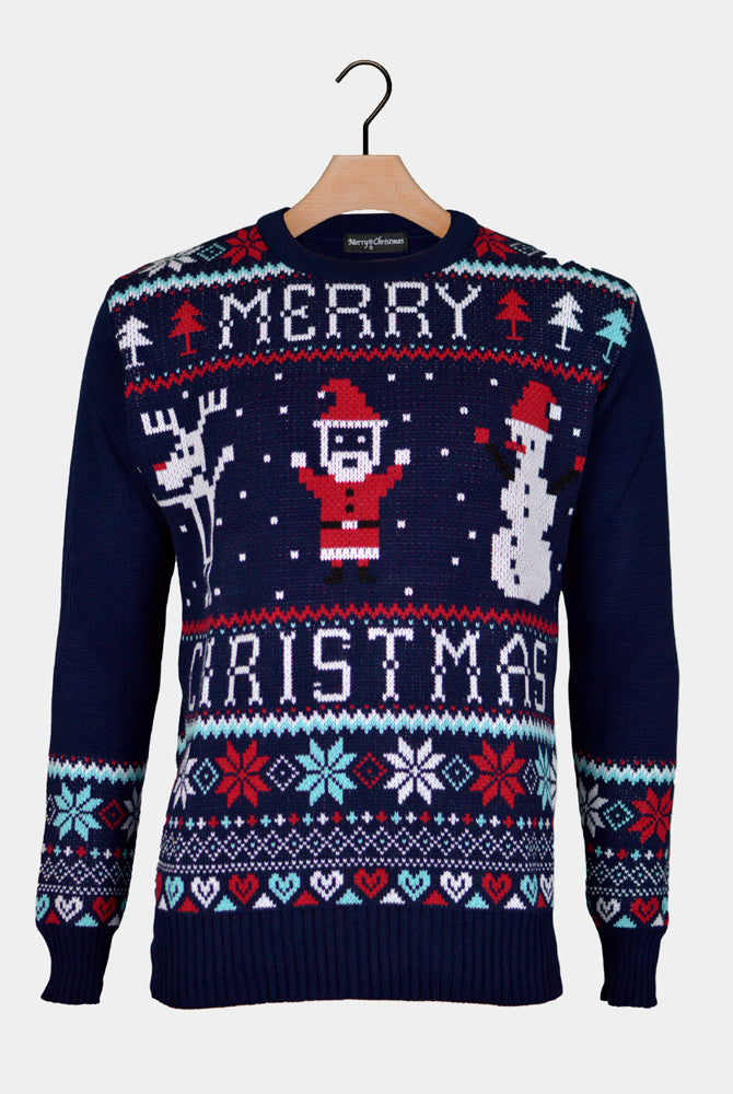 Camisola de Natal Azul Merry Christmas