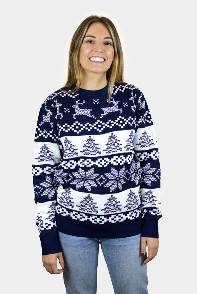 Camisola de Natal Azul Pólo Norte mulher