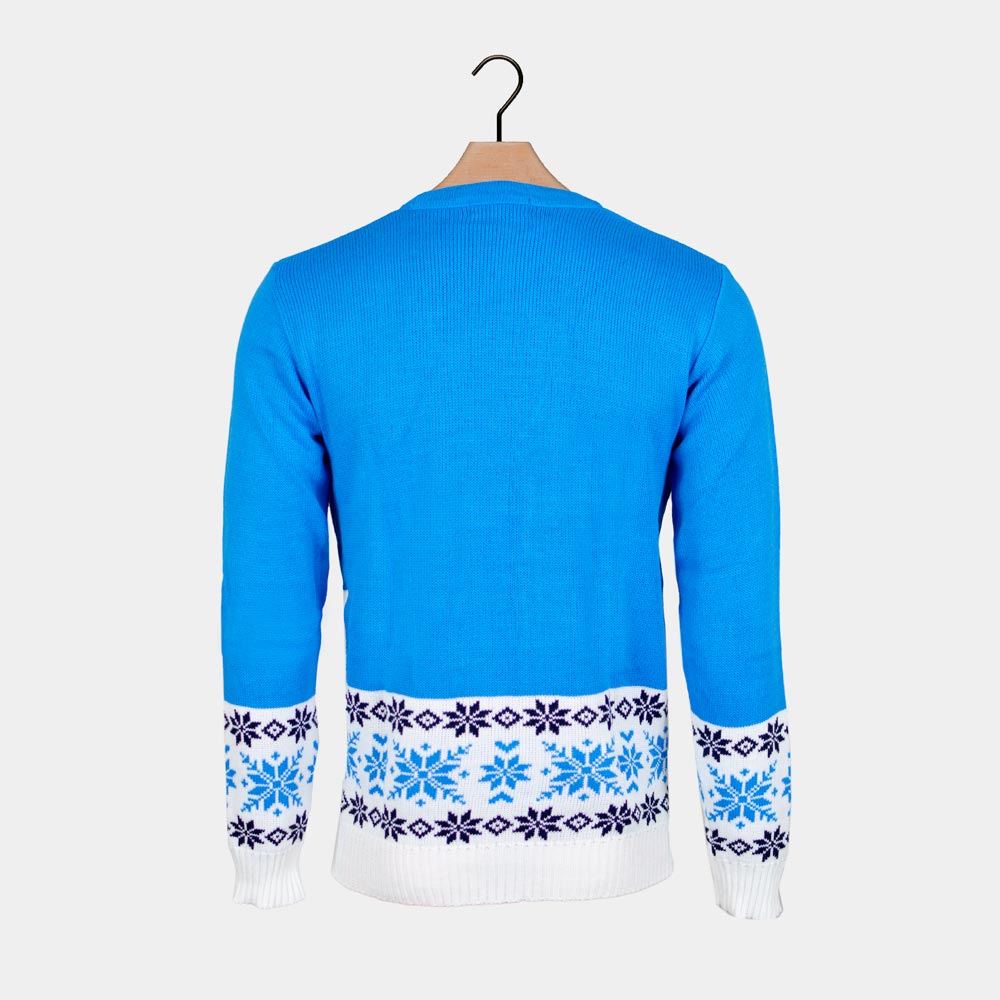 Camisola de Natal Homem Azul Rena Patinadora