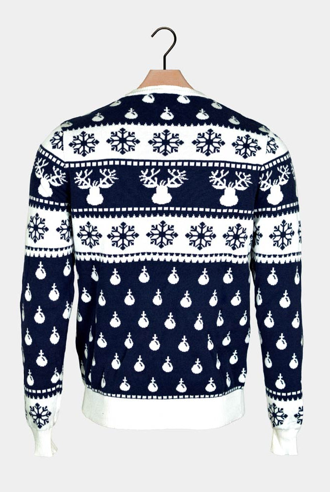 Camisola de Natal para Casal Azul Renas e Neve