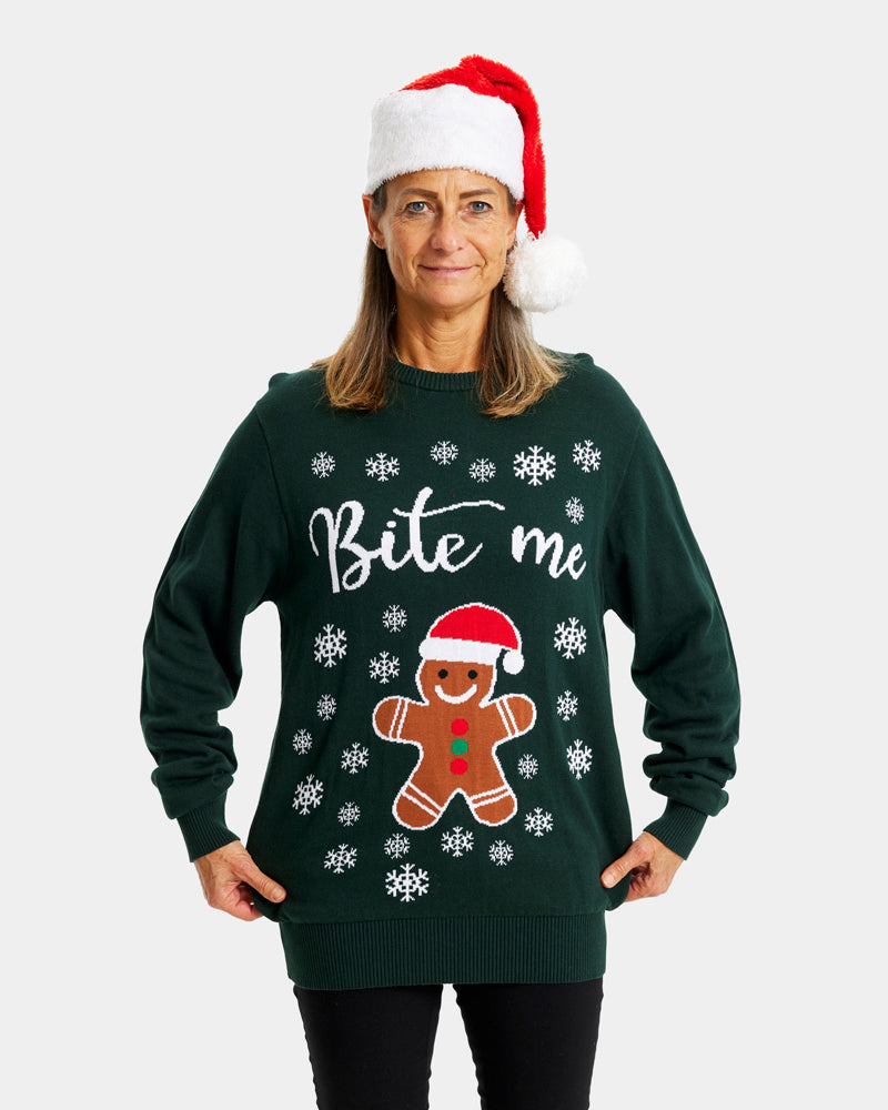 Camisola de Natal para Mulher Bite Me Gingerbread