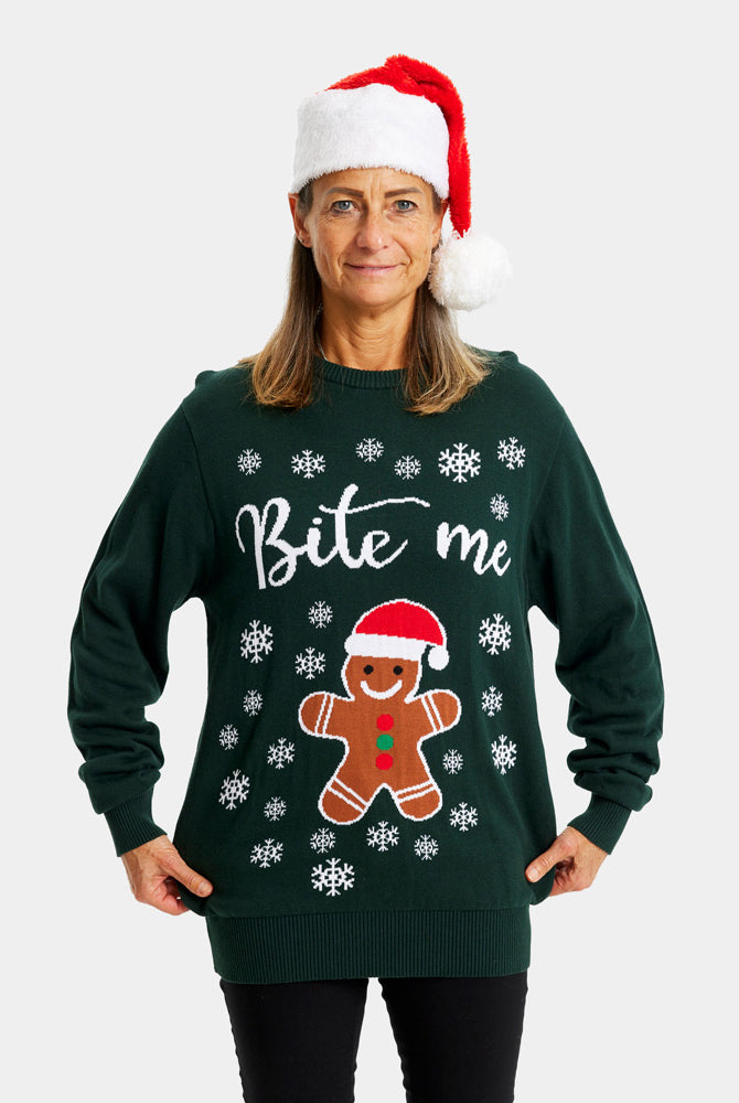 Camisola de Natal para Mulher Bite Me Gingerbread