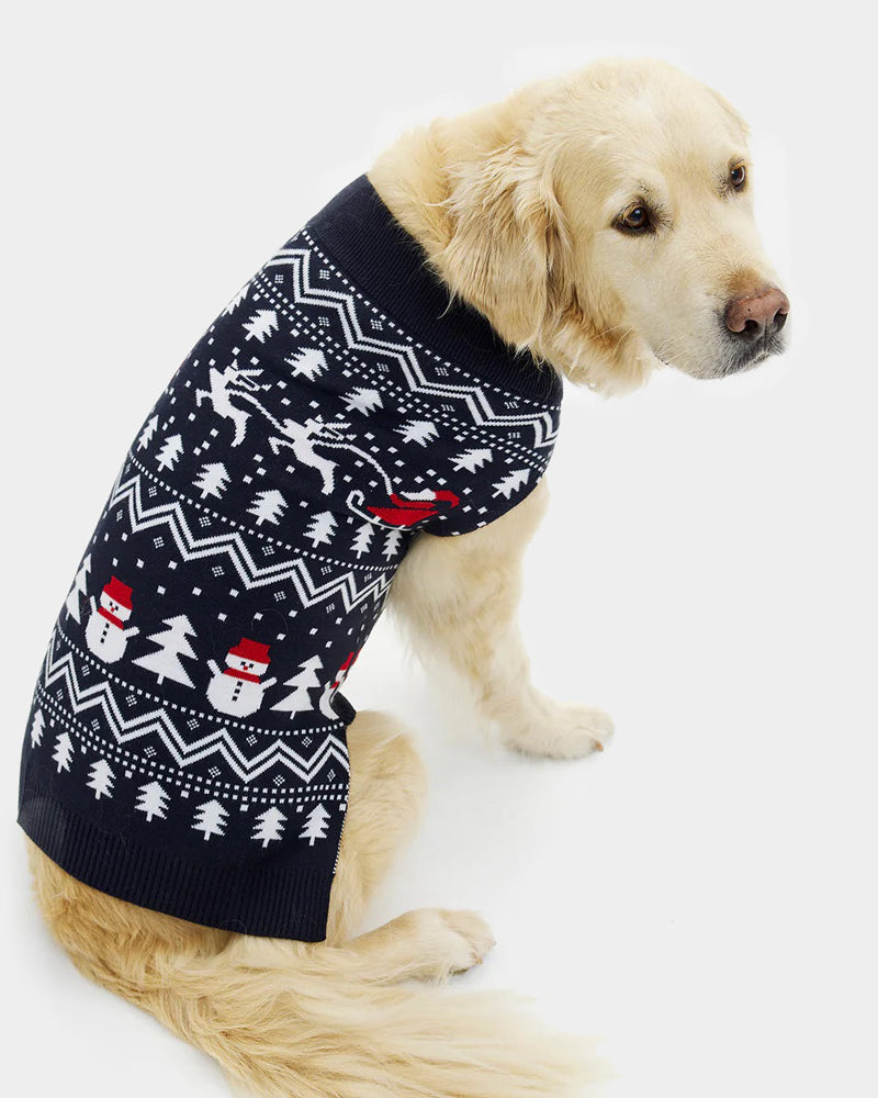 Camisola de Natal para Cães com Árvores, Bonecos e Pai Natal