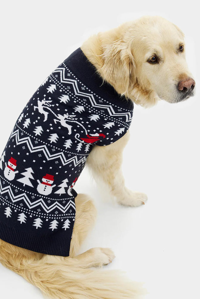 Camisola de Natal para Cães com Árvores, Bonecos e Pai Natal