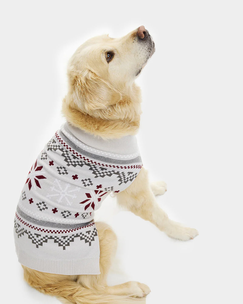 Camisola de Natal para Cães Cinzenta com Estrelas Polares