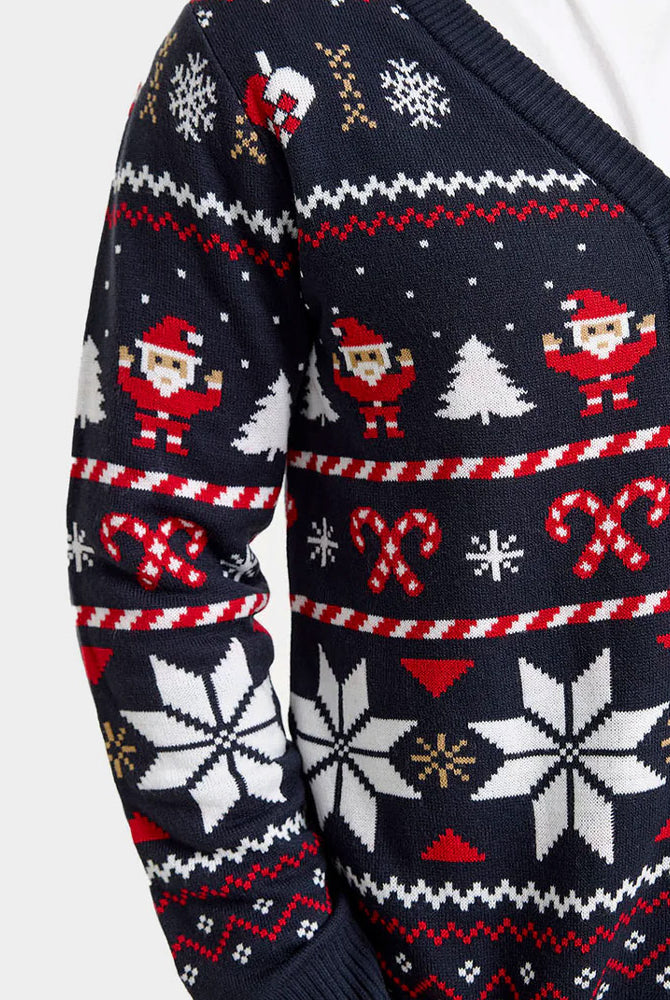 Camisola de Natal Cardigã Homem Azul Estrelas Polares