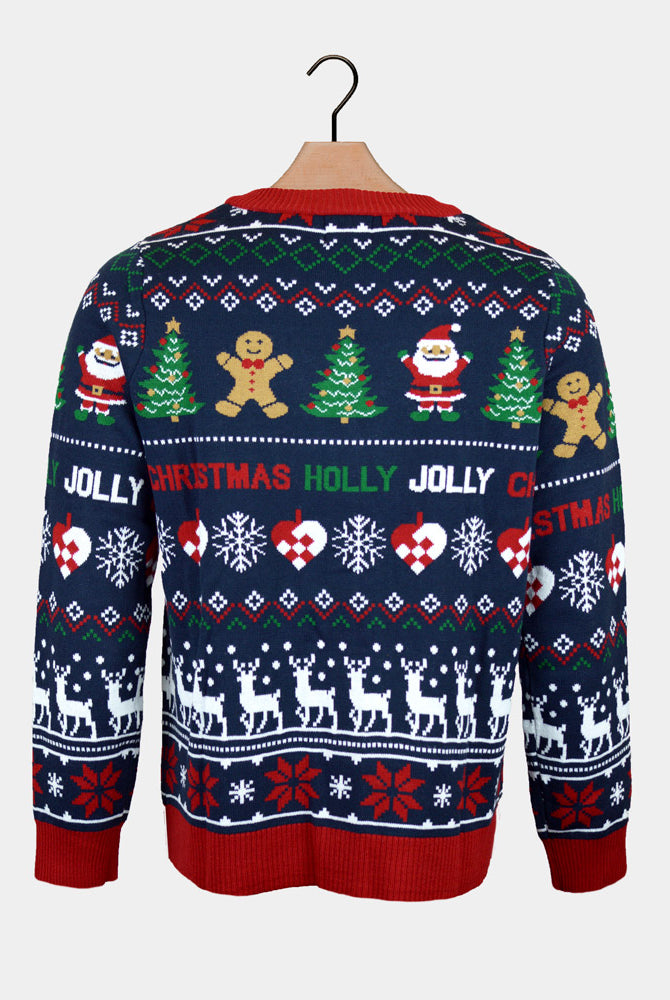 Camisola de Natal Cárdigan Azul y Vermelha para Homem