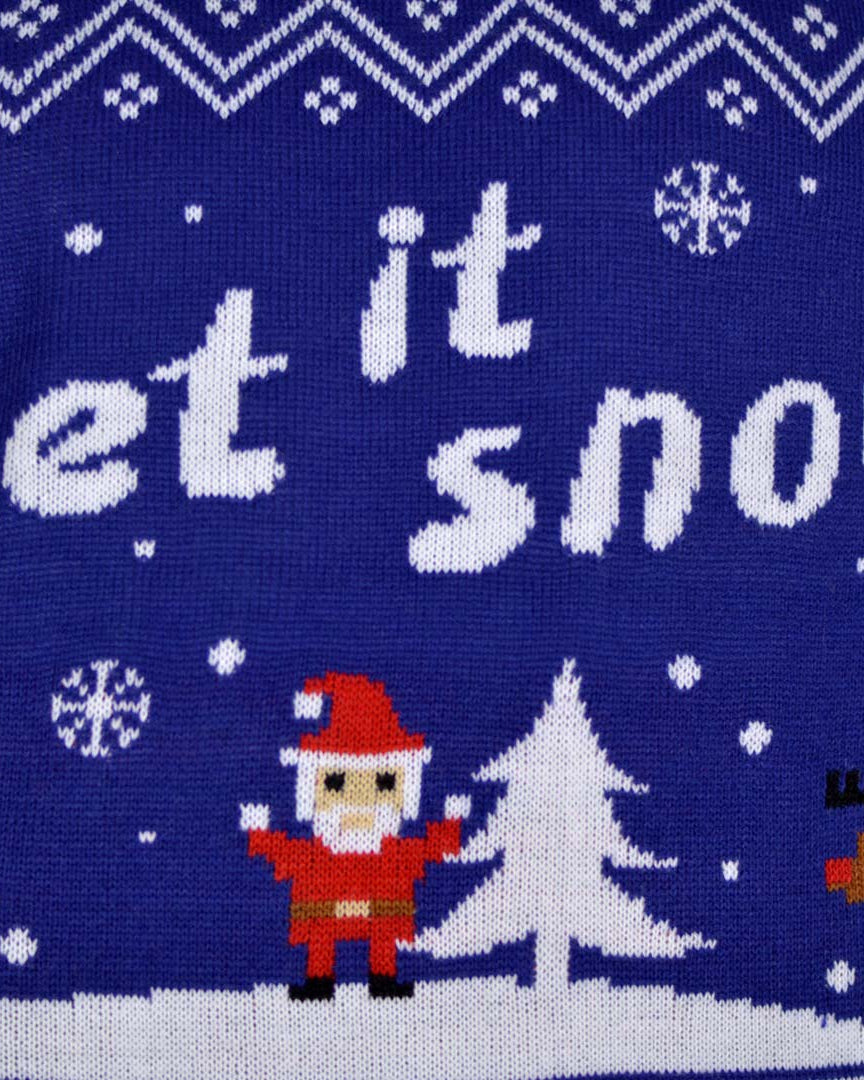 Camisola de Natal para Casal Azul Let It Snow detalhe