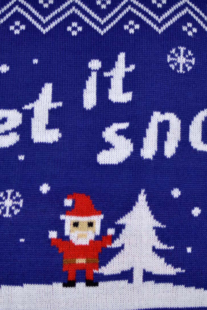 Camisola de Natal para Casal Azul Let It Snow detalhe