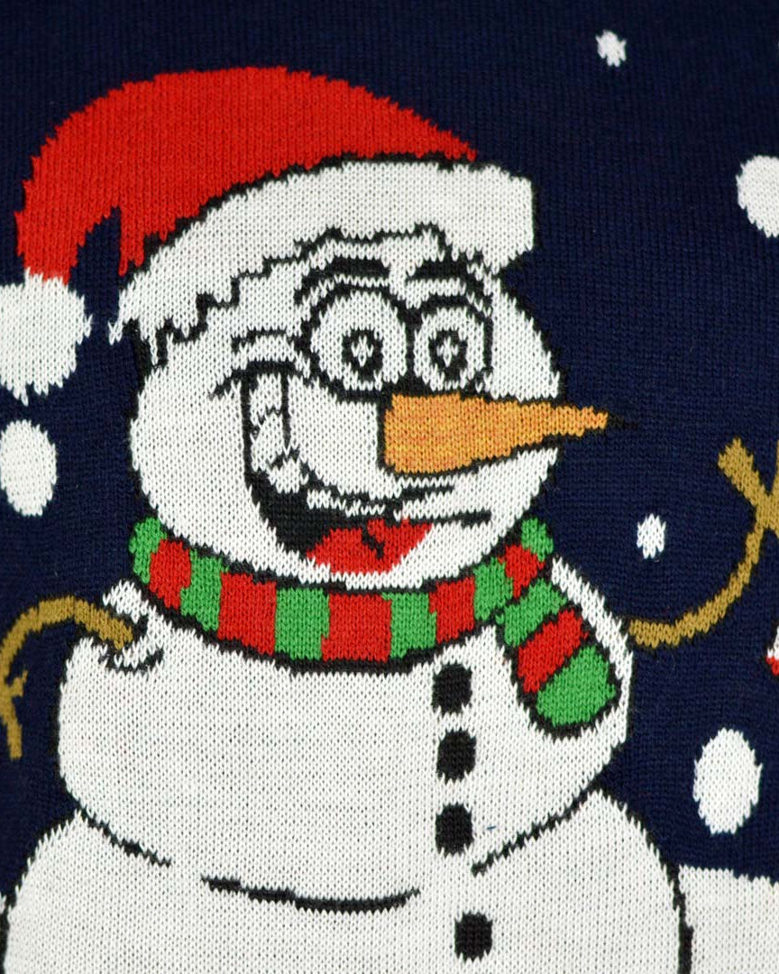 Camisola de Natal para Casal Azul Marinho com Boneco de Neve detalhe