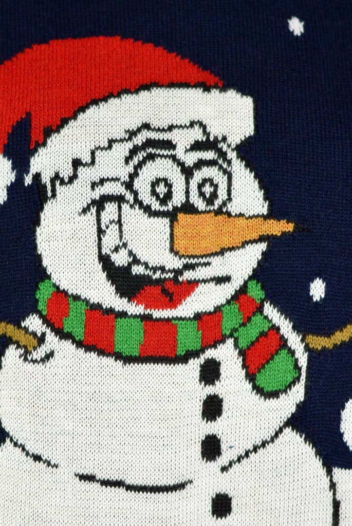 Camisola de Natal para Casal Azul Marinho com Boneco de Neve detalhe