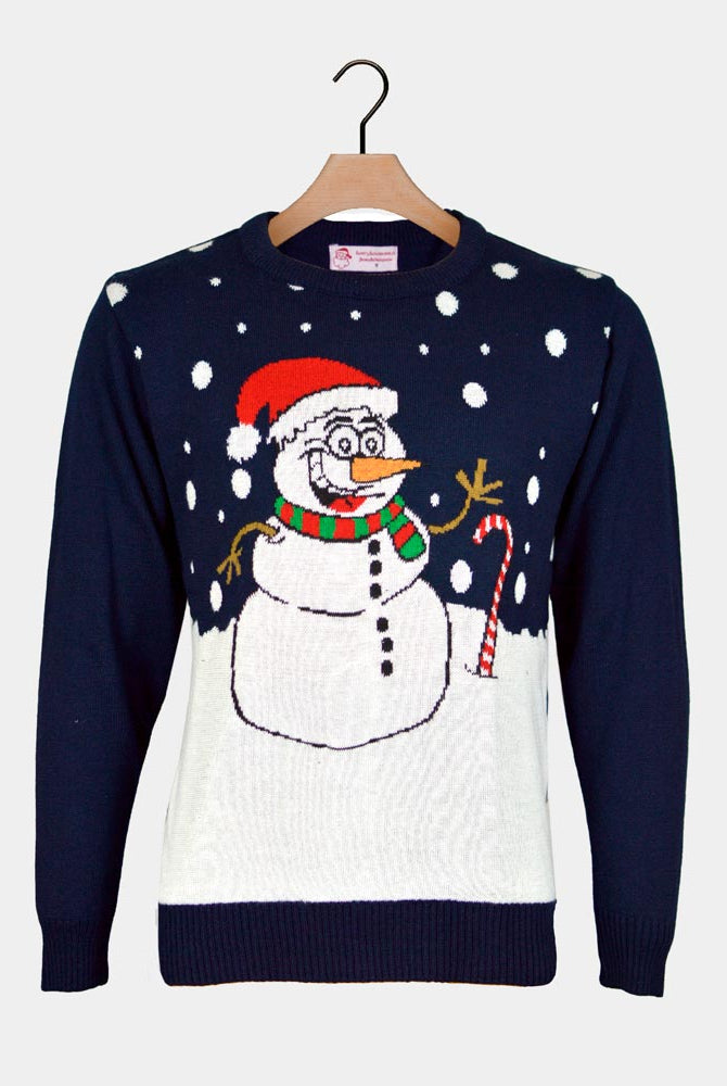 Camisola de Natal para Casal Azul Marinho com Boneco de Neve