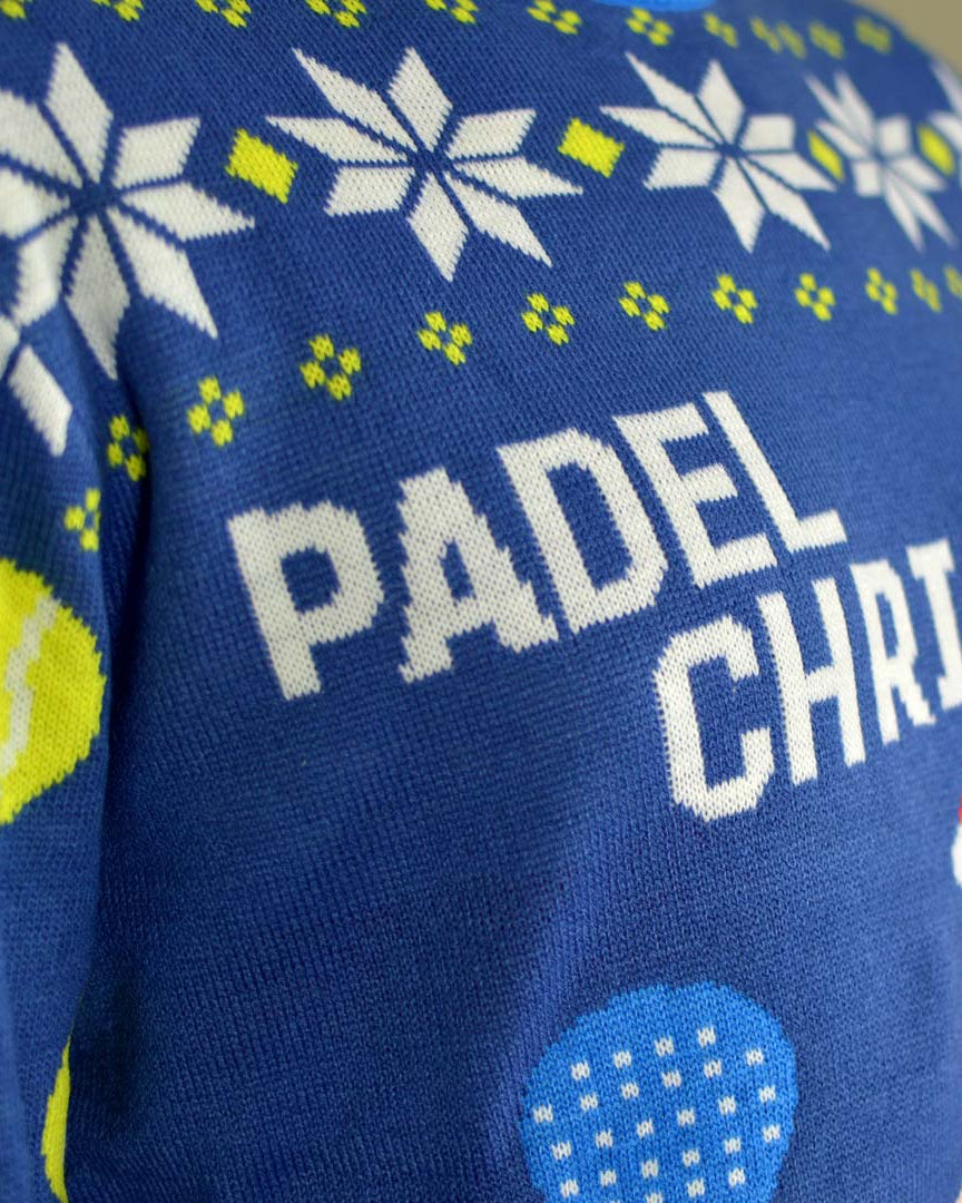 Camisola de Natal para Casal Azul Padel Christmas detalhe