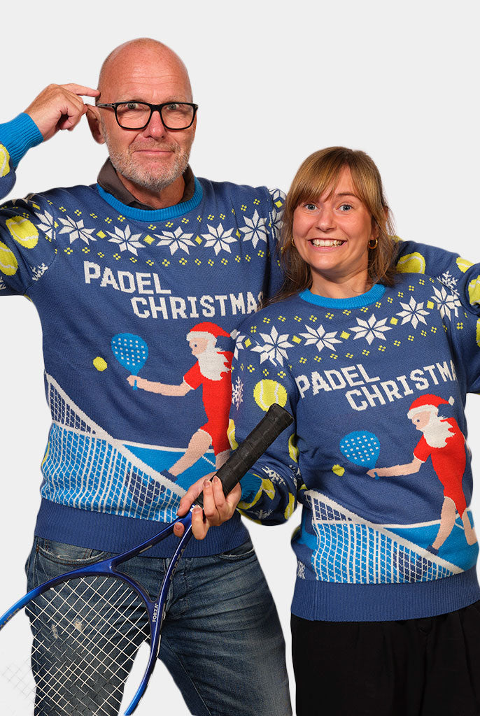 Camisola de Natal para Casal Azul Padel Christmas