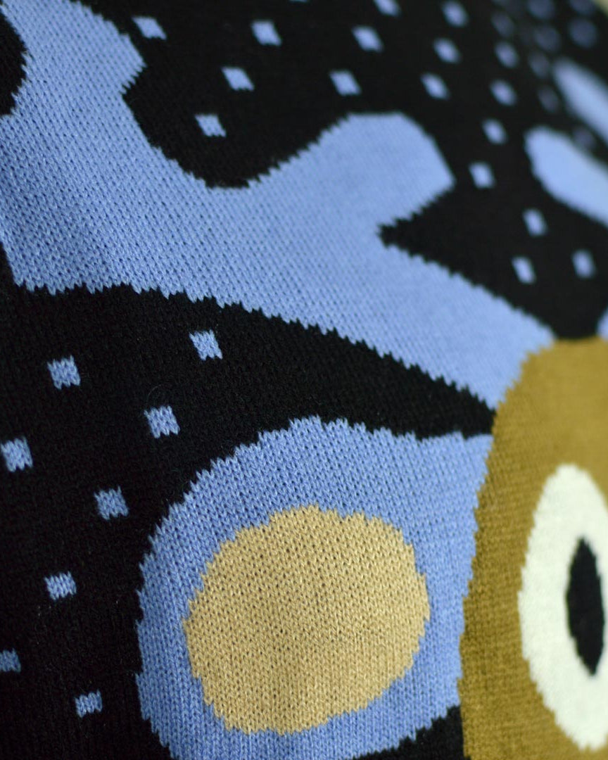 Camisola de Natal Casal Azul Rena com Nariz Vermelho 3D