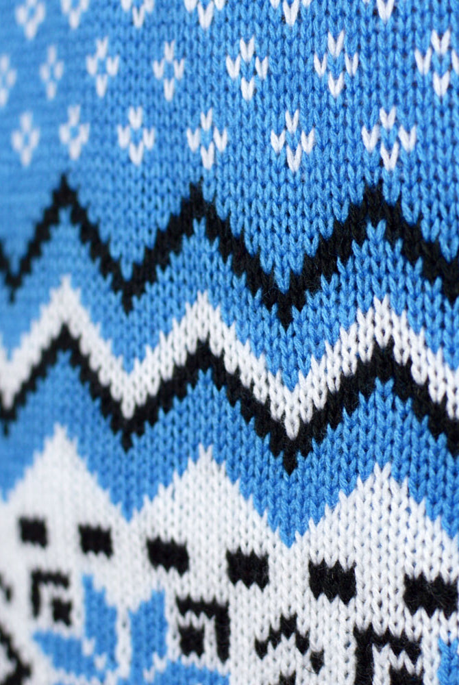 Camisola de Natal Casal Branca, Cinza e Azul Elegante Renas