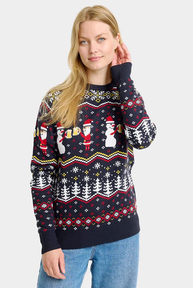 Camisola de Natal para Casal Cheers Santa Mulher