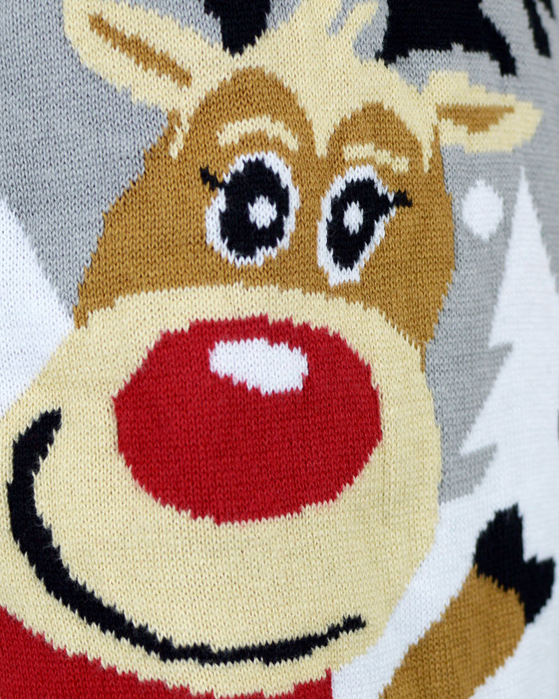 Camisola de Natal para Casal Cinza Renas Cute