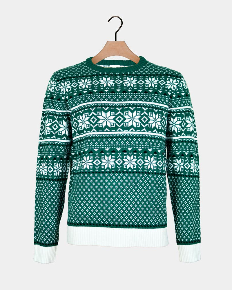 Camisola de Natal para Casal Clássico Elegante Verde e Branca