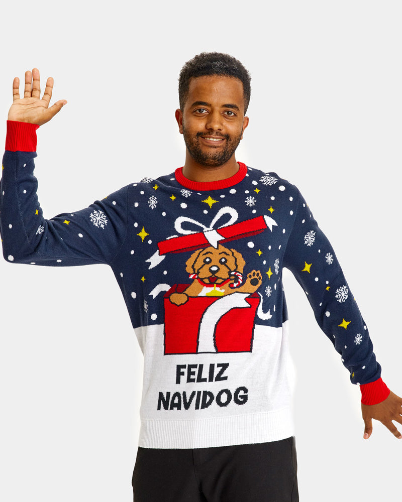 Camisola de Natal para Casal Feliz Navidog homem