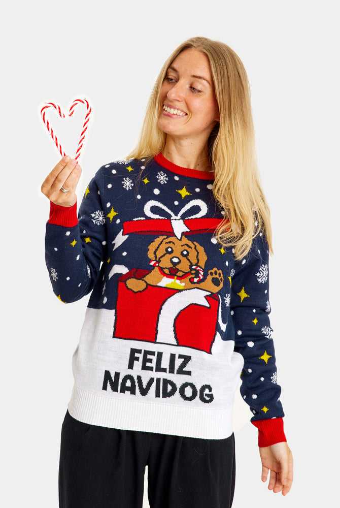 Camisola de Natal para Casal Feliz Navidog mulher