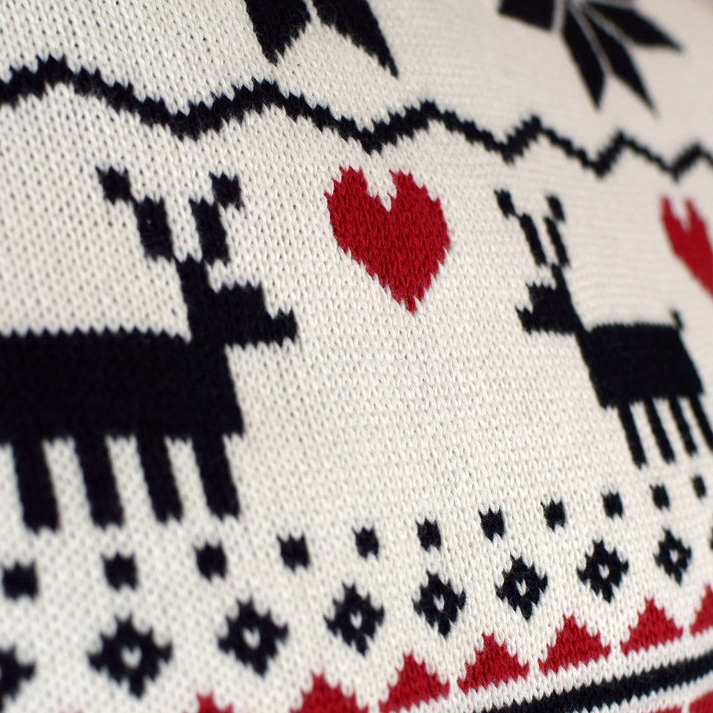 Camisola de Natal Casal Gola Alta Bege Algodão Orgânico Elegante