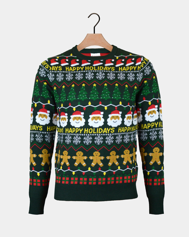 Camisola de Natal Verde Happy Holidays Casal