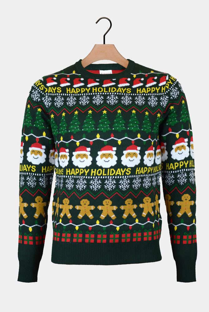 Camisola de Natal Verde Happy Holidays Casal