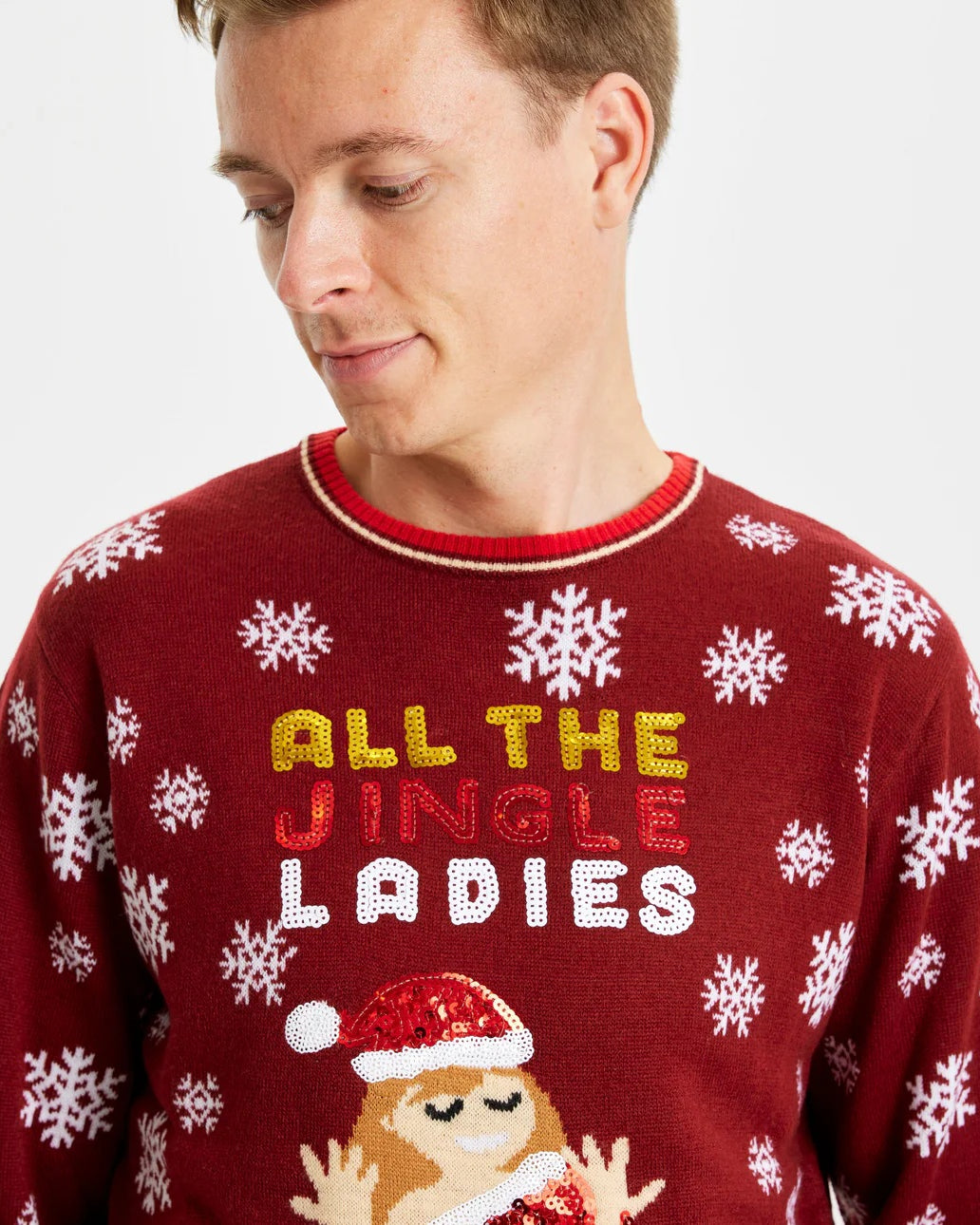 Camisola de Natal Homem Casal Jingles Ladies Lantejoulas