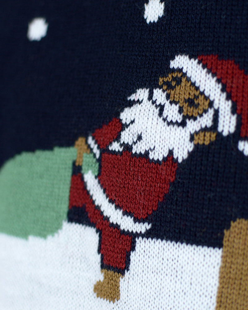 Camisola de Natal para Casal com Luzes LED Merry Christmas Azul