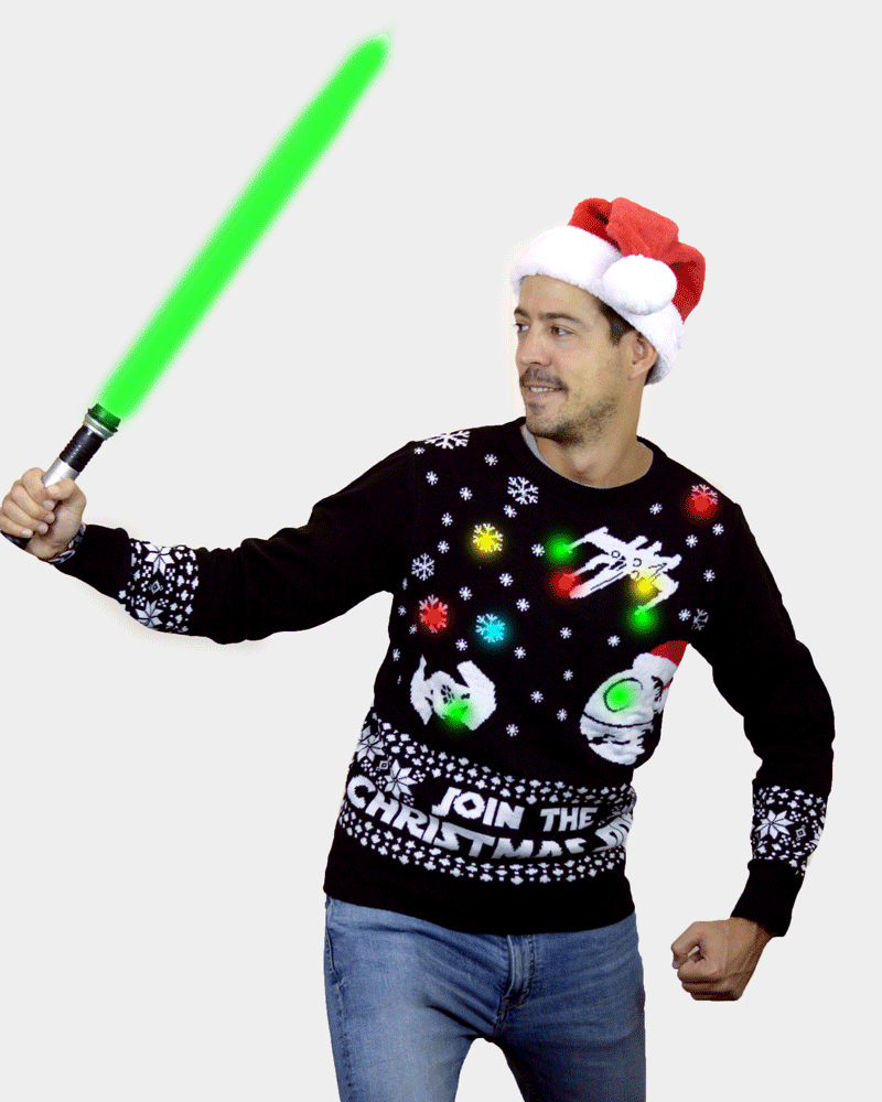 Camisola de Natal para Casal com Luzes LED Join the Christmas Side homem